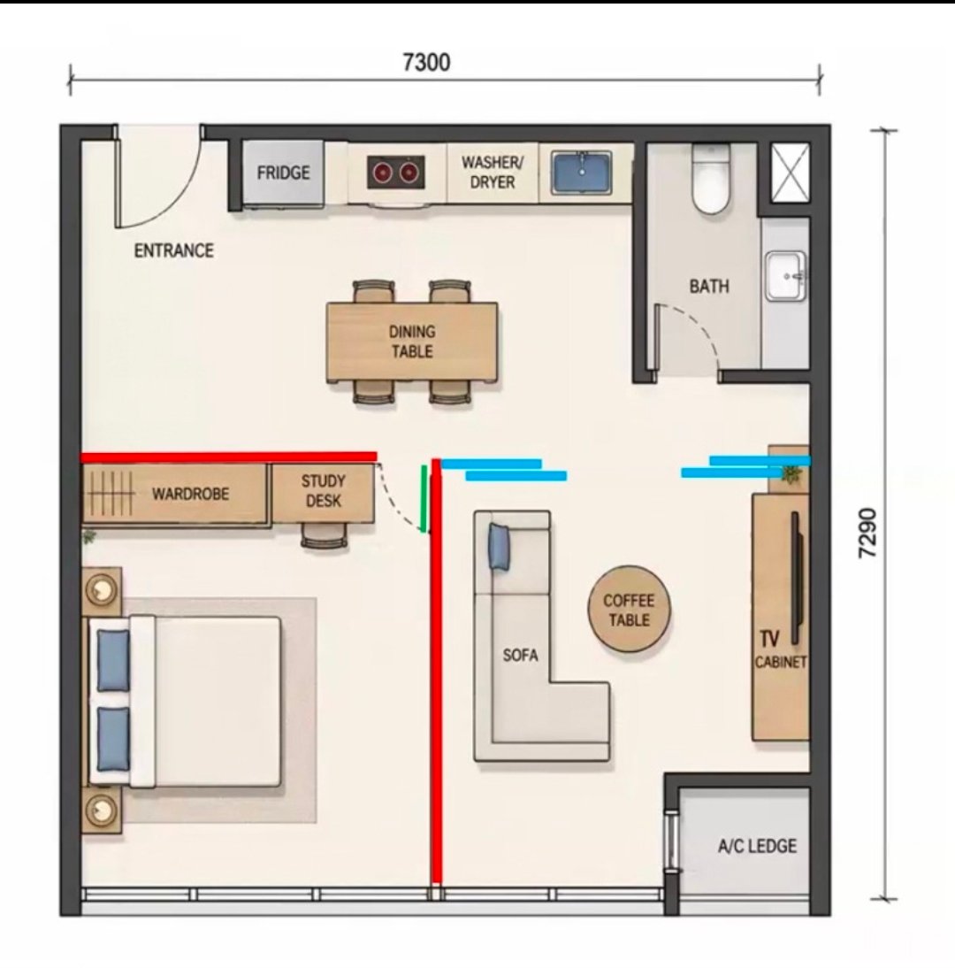 1-Bedroom layout plan